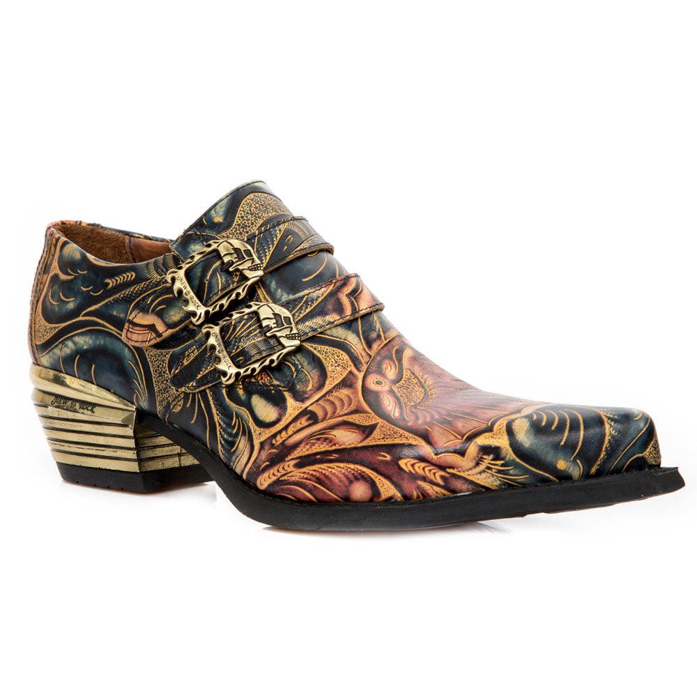 M-7960-s14 Chaussures vintage en cuir gaufré image 2