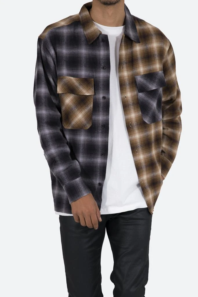 商品MNML|Mismatch Flannel Shirt - Brown/Grey,价格¥120,第2张图片详细描述
