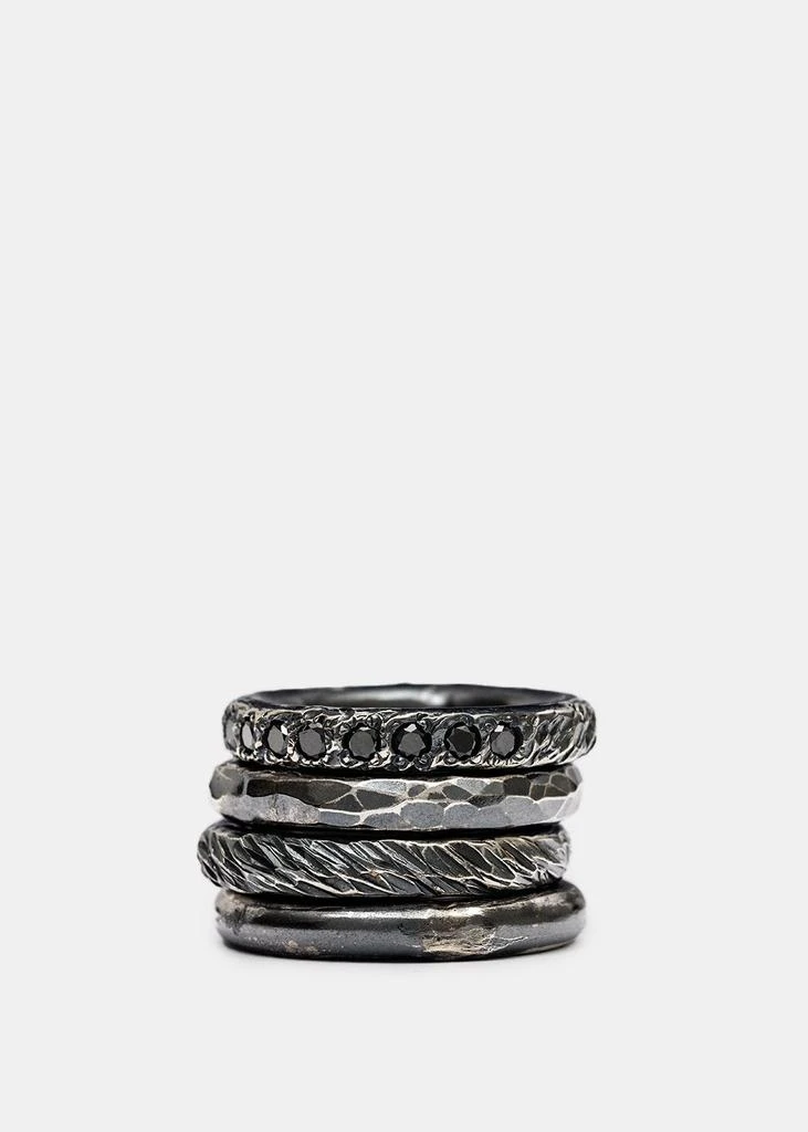 商品CHIN TEO|Chin Teo Silver & Black Diamond Transmission Rings,价格¥4622,第1张图片