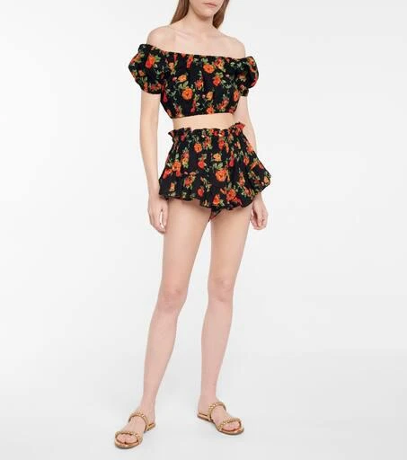 商品CAROLINE CONSTAS|Floral linen bandana, crop top and shorts set,价格¥2567,第2张图片详细描述