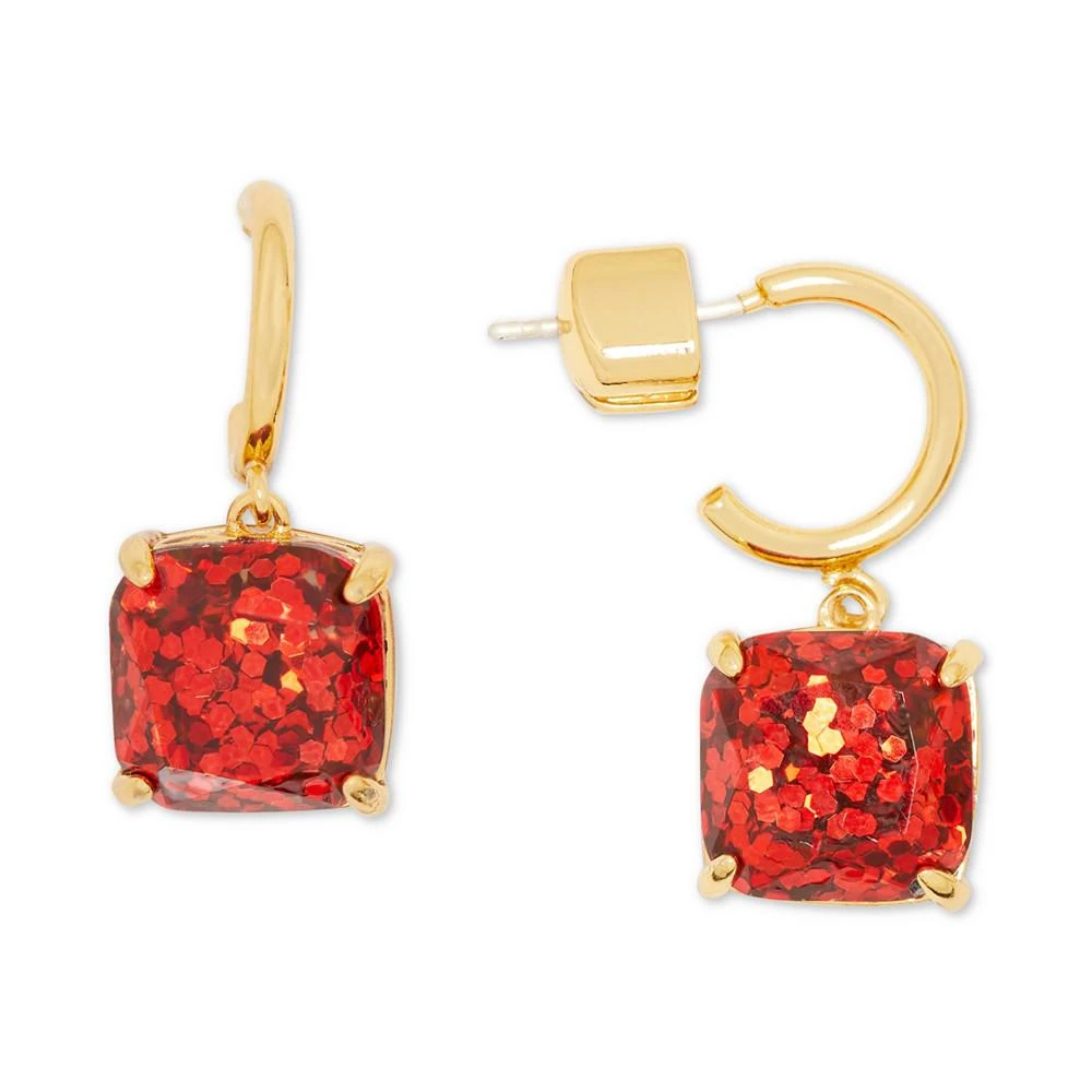 商品Kate Spade|Square Glitter Stone Charm Huggie Hoop Earrings,价格¥100,第1张图片