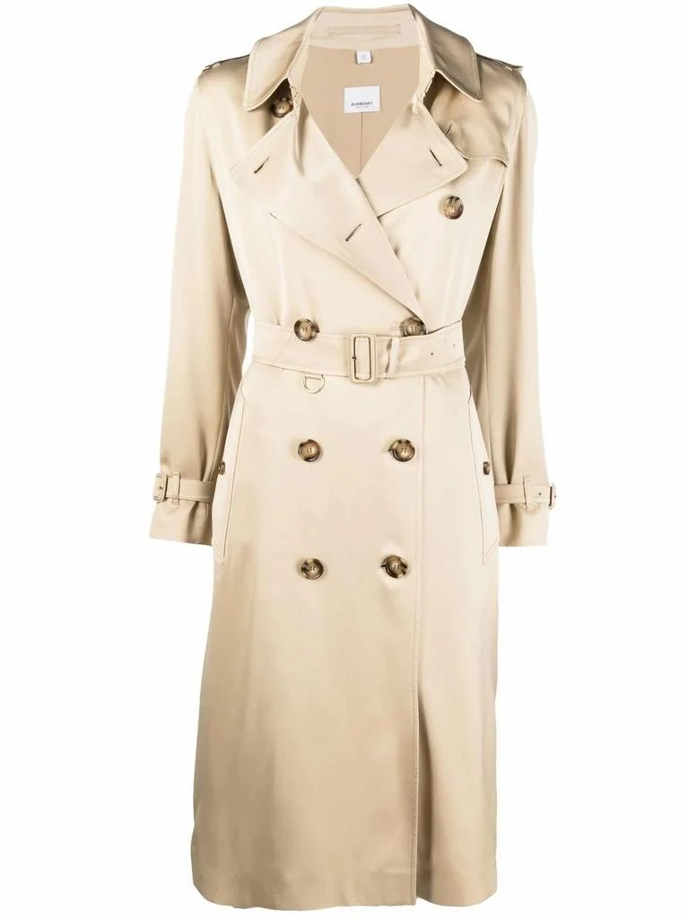 商品Burberry|Burberry women's beige silk trench coat,价格¥25417,第1张图片