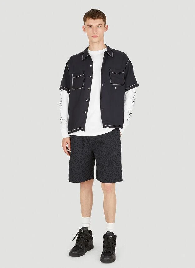 商品STUSSY|Leopard Print Beach Shorts in Dark Blue,价格¥497,第2张图片详细描述