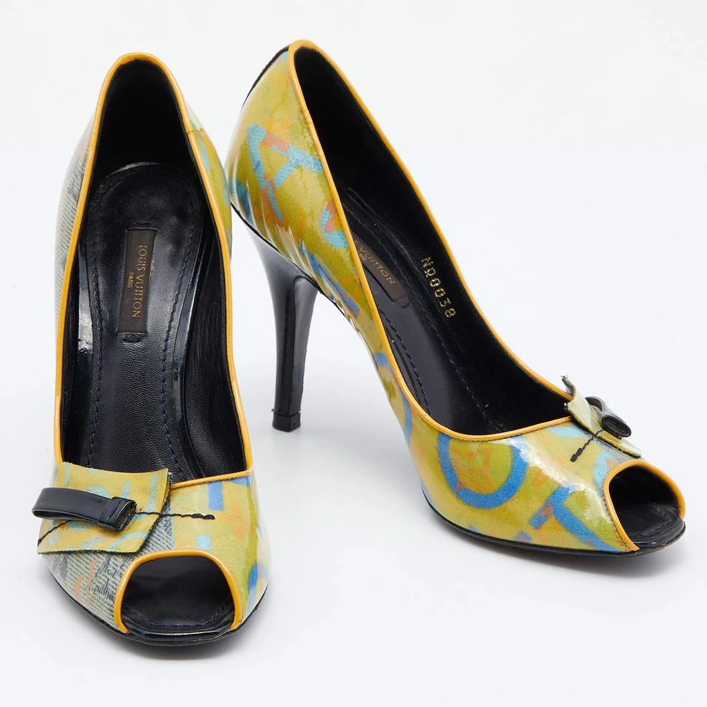 商品[二手商品] Louis Vuitton|Louis Vuitton Yellow Monogram Coated Denim Richard Prince Flash Pulp Peep-Toe Pumps Size 36,价格¥2511,第4张图片详细描述