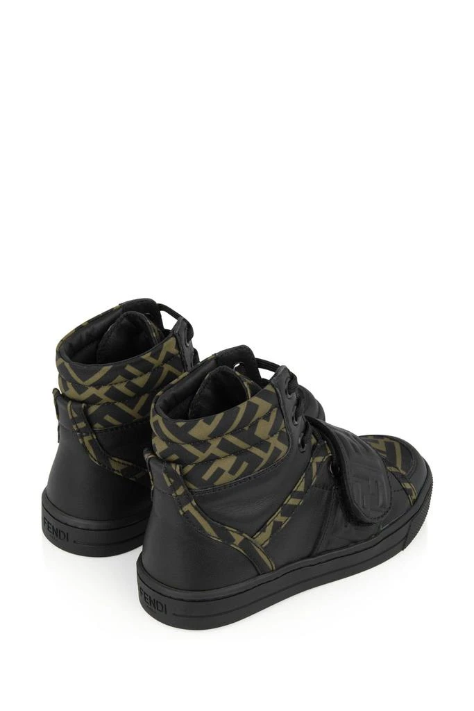 商品Fendi|Fendi Fendi Kids Black & Brown Leather High Top Logo Trainers,价格¥2021,第3张图片详细描述