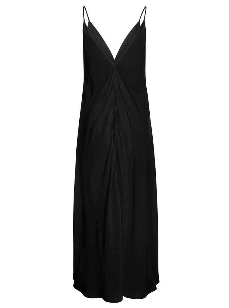 商品Jil Sander|Black Calf Lenght V-neck Slip Dress, With Full Skirt And Diagonal Cut, In Viscose Woman,价格¥5618,第2张图片详细描述