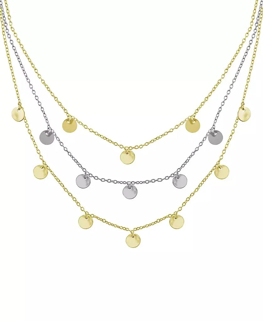 商品Essentials|And Now This Triple Row Chain 16+2in Necklace with Disc Drops in Gold Plate or Two Tone Silver Plate,价格¥94,第1张图片