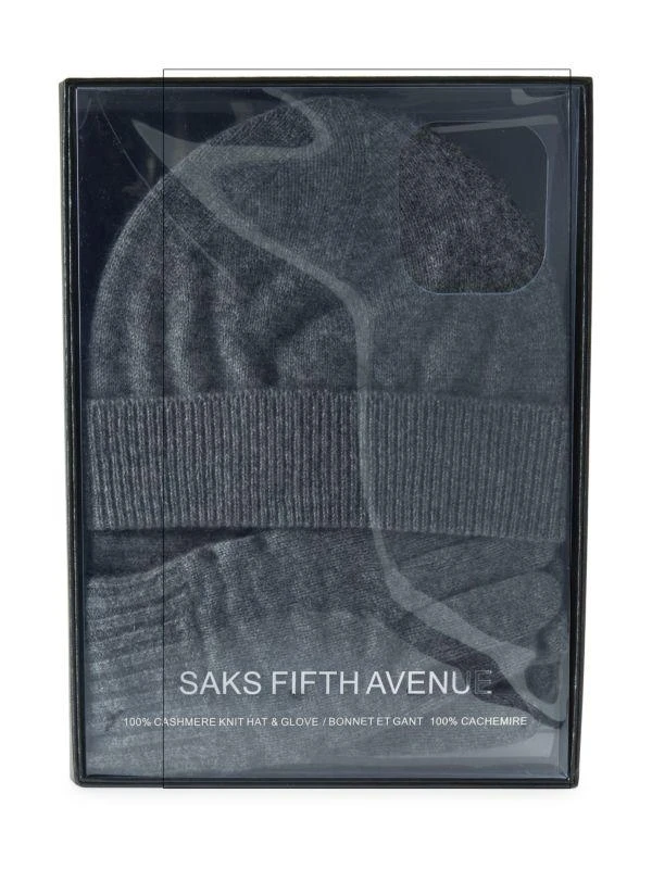 商品Saks Fifth Avenue|2-Piece Ribbed-Cuff Cashmere Beanie & Gloves Set,价格¥279,第2张图片详细描述