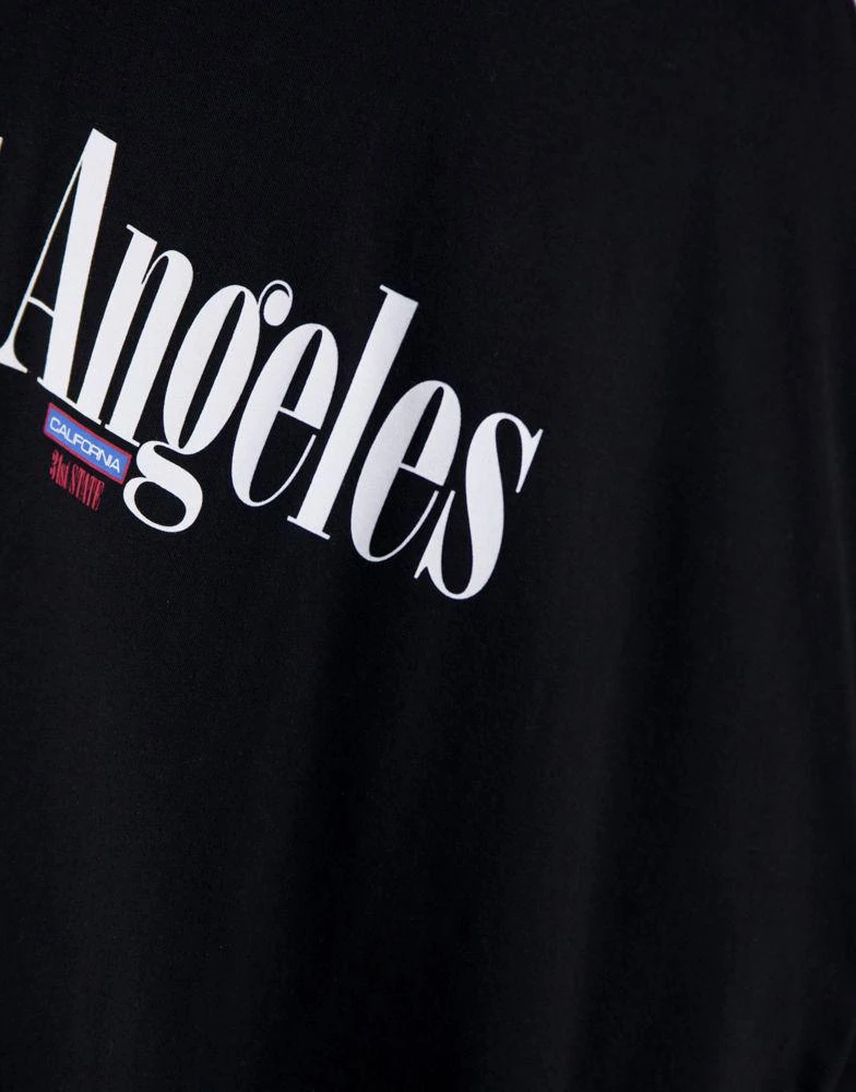 商品ASOS|ASOS DESIGN oversized t-shirt in black with Los Angeles city print,价格¥109,第4张图片详细描述