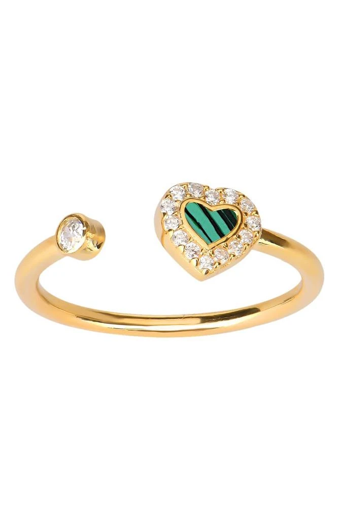 商品Gabi Rielle|Wrapped and Ready Collection 14k Yellow Gold Vermeil Malachite Heart Ring,价格¥343,第1张图片