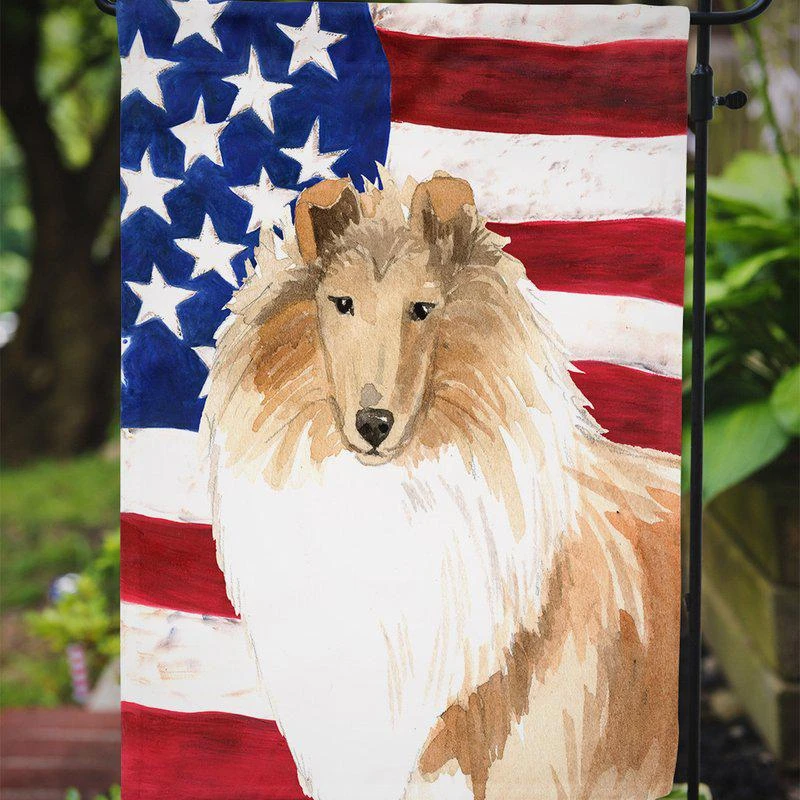 商品Caroline's Treasures|Patriotic USA Rough Collie Garden Flag 2-Sided 2-Ply,价格¥136,第2张图片详细描述