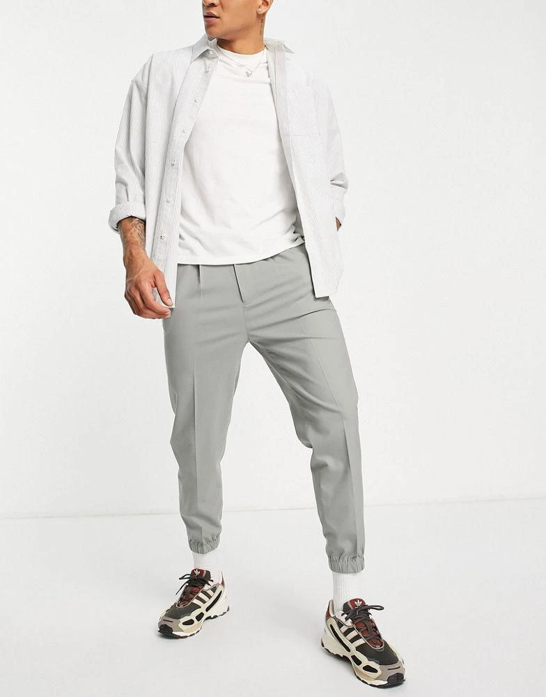 商品ASOS|ASOS DESIGN smart tapered jogger in dusky green,价格¥173,第3张图片详细描述