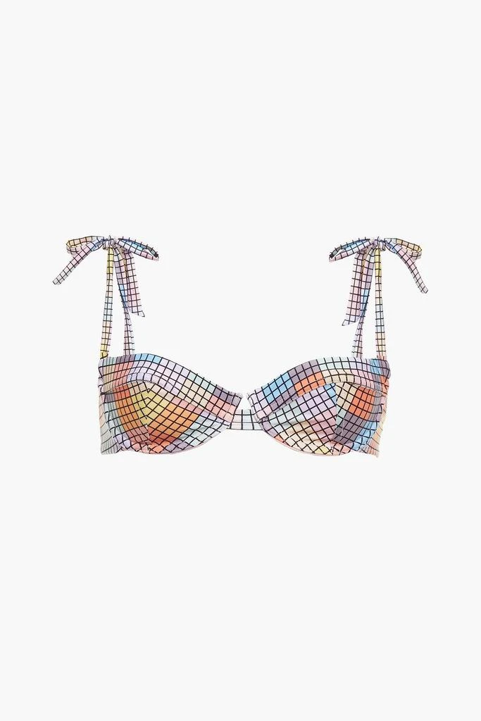 商品Ganni|Tie-detailed checked bikini top,价格¥135,第3张图片详细描述