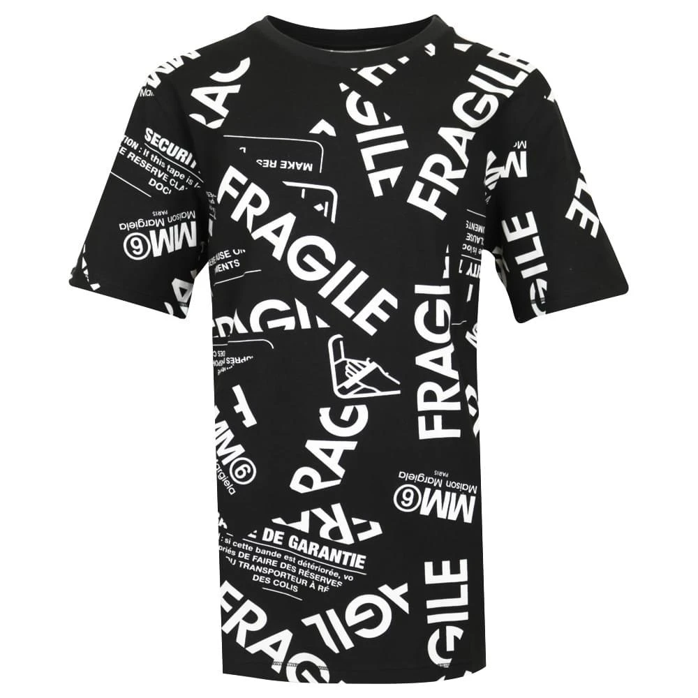 商品MAISON MARGIELA|Fragile Print Black T Shirt,价格¥294,第1张图片