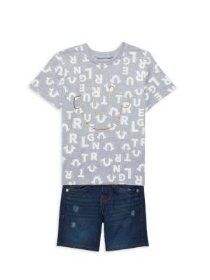 商品True Religion|Little Boy’s 2-Piece Logo Tee & Denim Shorts Set,价格¥159,第1张图片