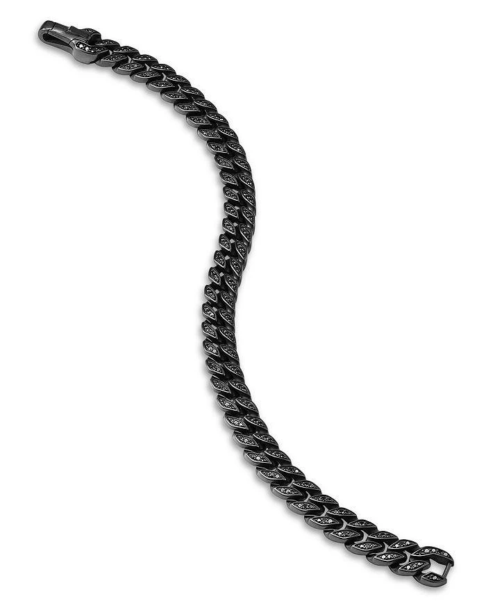 商品David Yurman|Men's Curb Chain Bracelet in Black Titanium with Black Diamonds, 8mm,价格¥36621,第3张图片详细描述