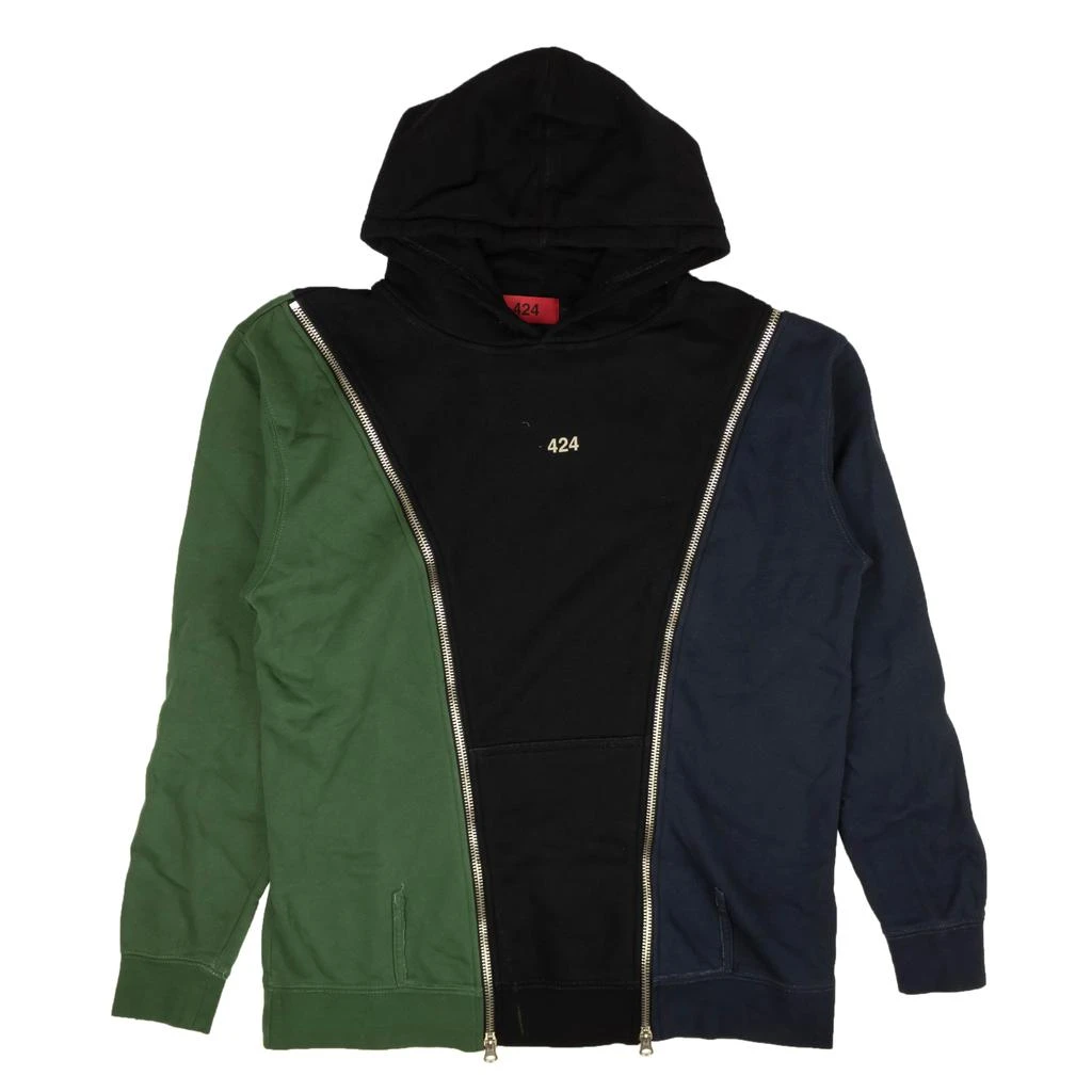 商品424 ON FAIRFAX|424 On Fairfax Reworked Hoodie - Navy/Black/Green,价格¥322,第1张图片