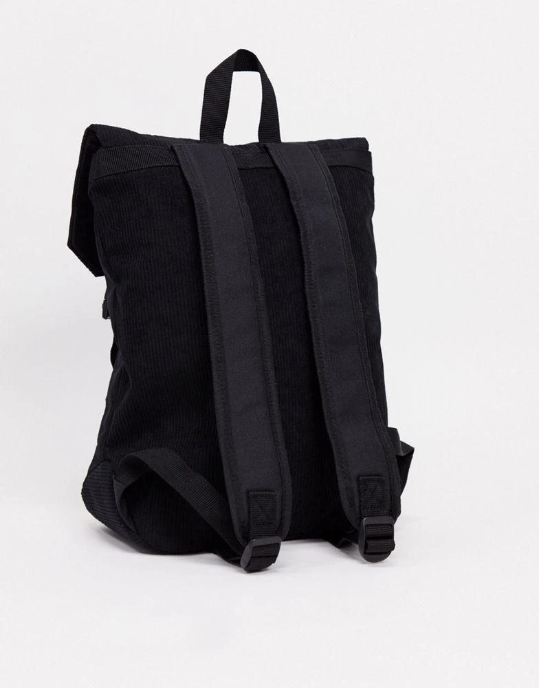 商品ASOS|ASOS DESIGN backpack in black cord with faux leather base,价格¥138,第2张图片详细描述