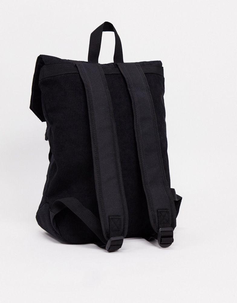 商品ASOS|ASOS DESIGN backpack in black cord with faux leather base,价格¥169,第4张图片详细描述