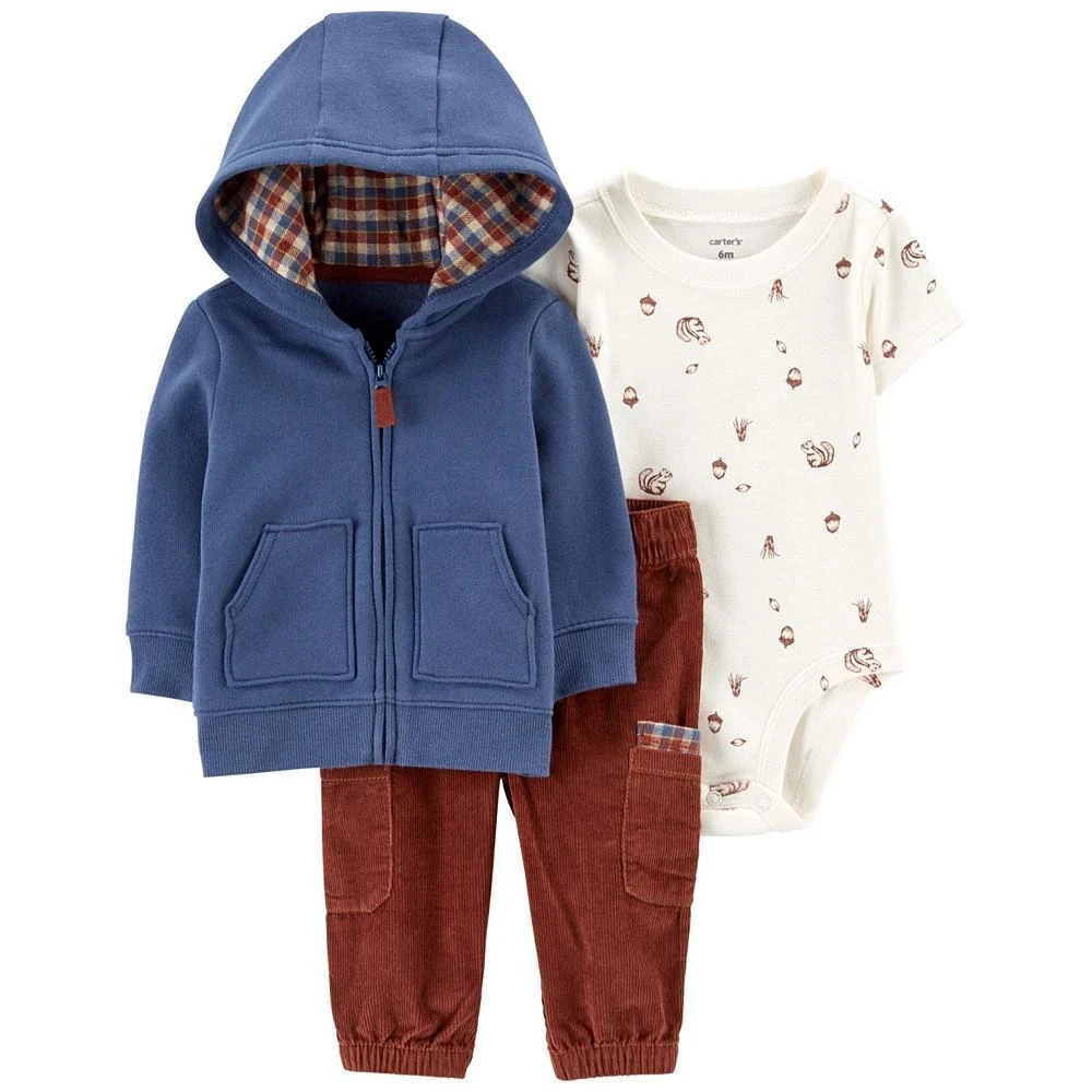商品Carter's|Baby Boys Fleece Cardigan, Bodysuit and Pants, 3 Piece Set,价格¥152,第1张图片
