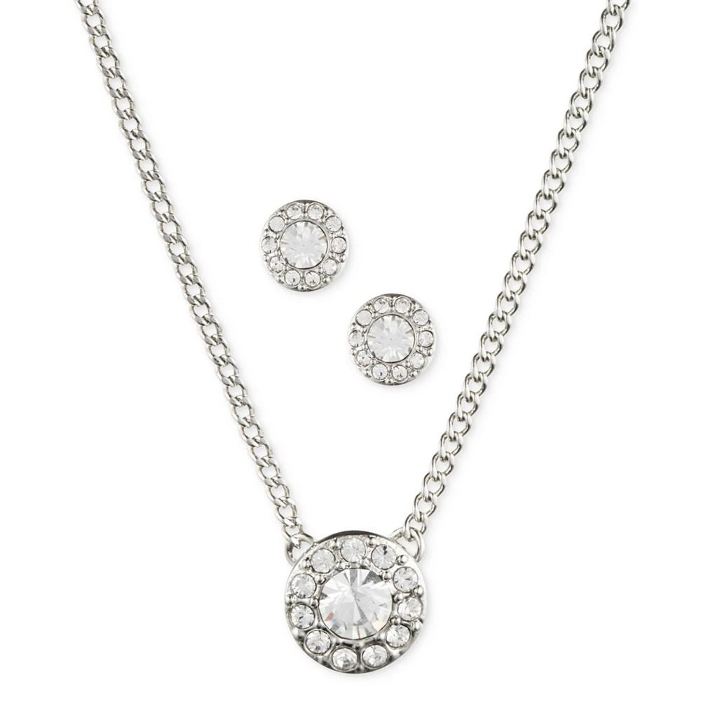 Givenchy Stone & Crystal Halo Pendant Necklace & Stud Earrings Set 1