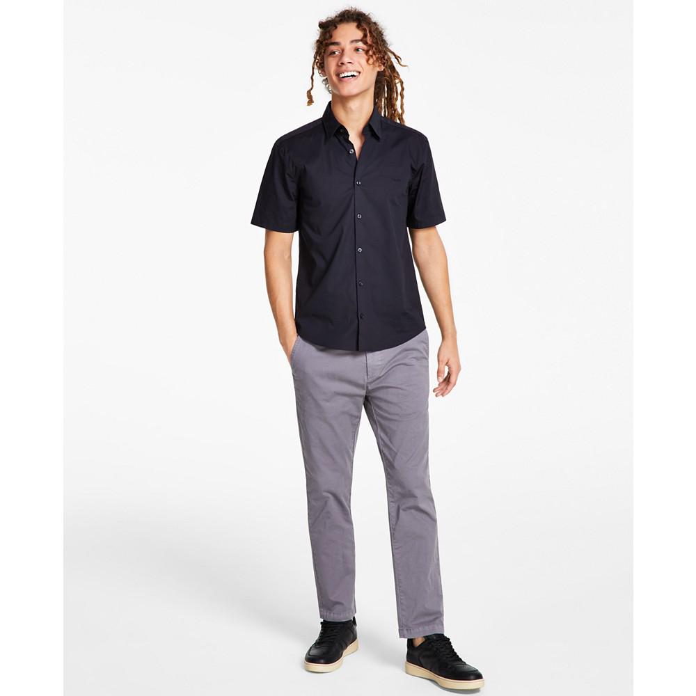 Men's Slim-Fit Kent Collar Woven Short-Sleeve Shirt商品第1张图片规格展示