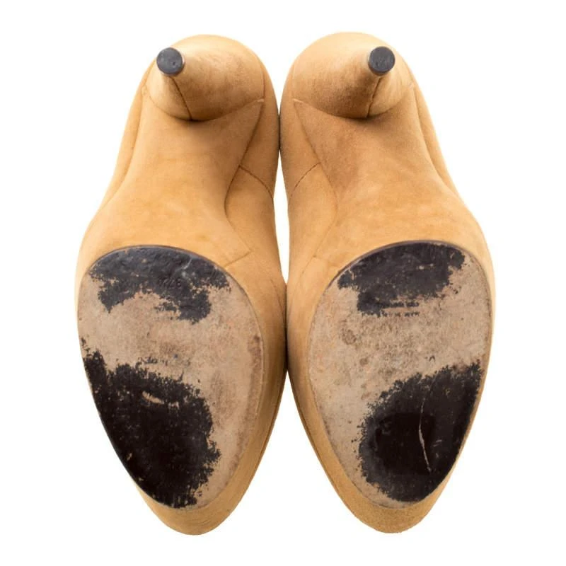 Saint Laurent Paris Beige Camel Suede Aliama Platform Pumps Size 37.5 商品