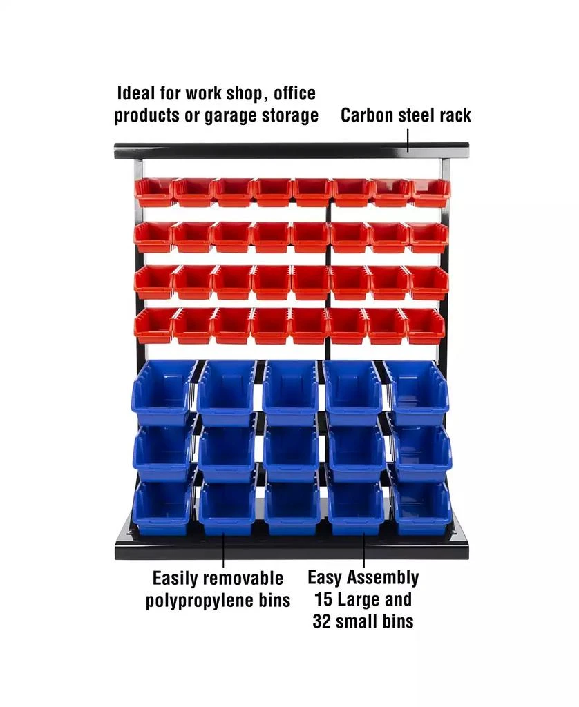 商品Trademark Global|47 Bin Storage Rack organizer - Wall Mountable Container with Removable Drawers by Stalwart,价格¥1035,第3张图片详细描述