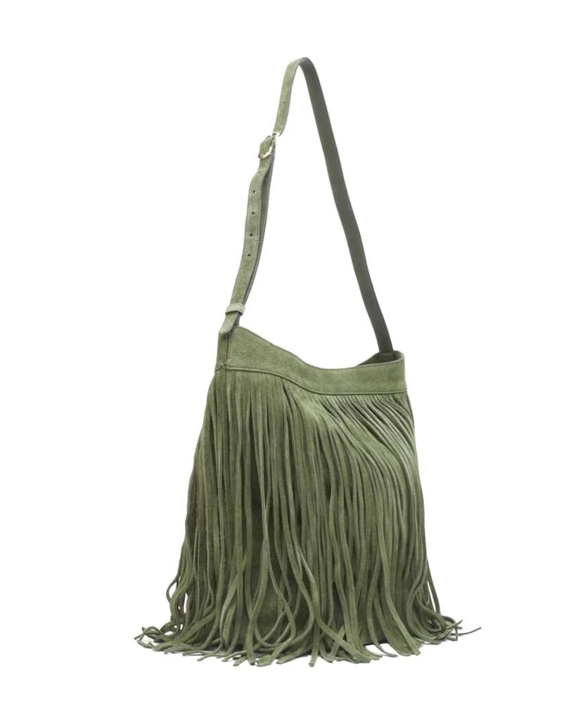 商品[二手商品] Celine|CELINE Hedi Slimane khaki green suede fringe medium bucket bag,价格¥17641,第3张图片详细描述