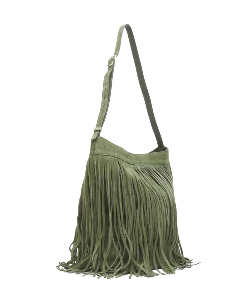 商品[二手商品] Celine|CELINE Hedi Slimane khaki green suede fringe medium bucket bag,价格¥17107,第3张图片详细描述