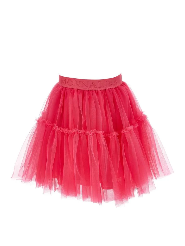 商品MONNALISA|Monnalisa Logo-Waistband Tiered Tulle Overlay Skirt,价格¥401,第1张图片