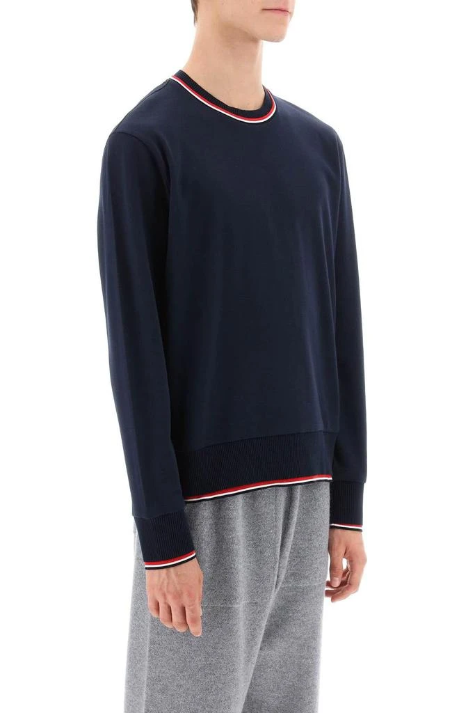 商品Thom Browne|Cotton sweater with RWB stripe trims,价格¥2511,第3张图片详细描述