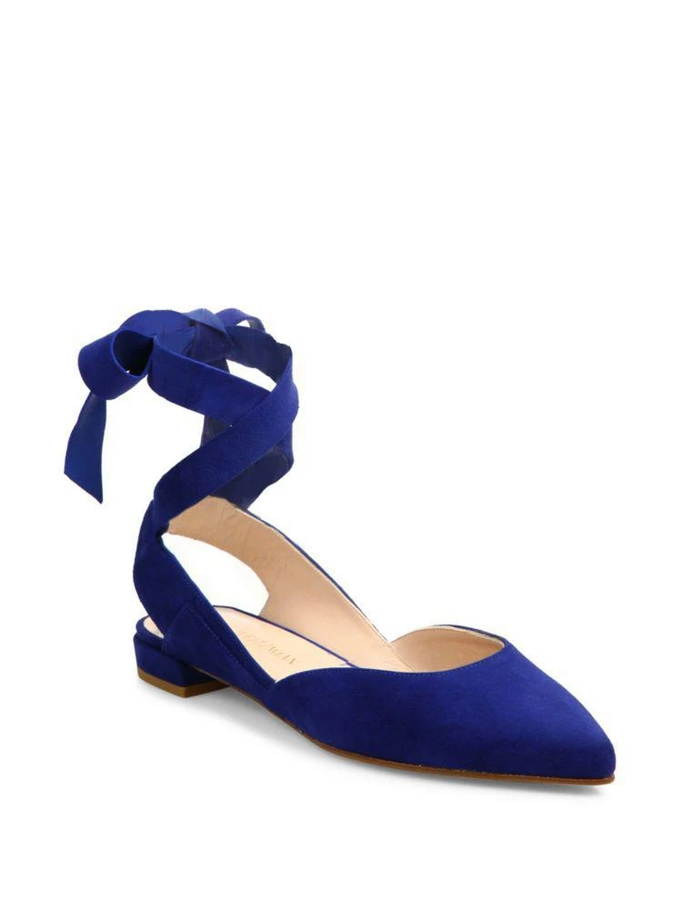 商品Stuart Weitzman|Supersonic Suede Lace-Up Flats,价格¥1254,第1张图片