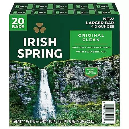 商品Irish Spring|Irish Spring Bar Soap, Original  Clean - 4 oz., 20 ct.,价格¥95,第1张图片