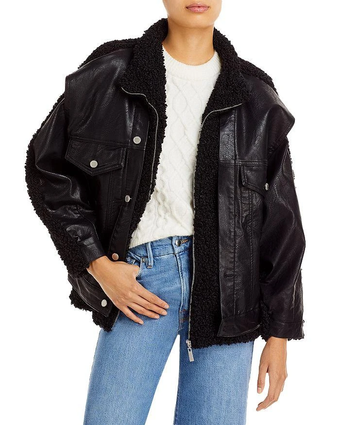 商品Blank NYC|Sherpa & Faux Leather Biker Jacket,价格¥285,第1张图片