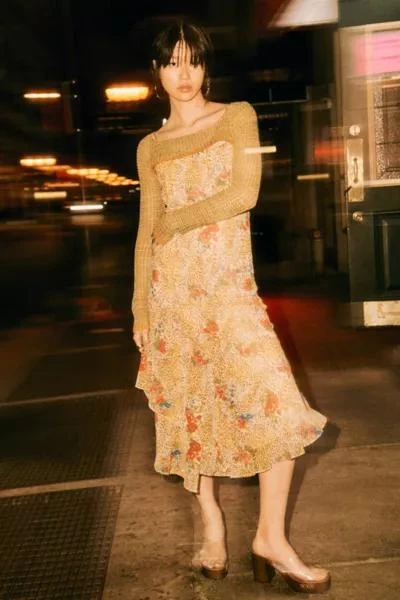 商品Urban Outfitters|UO Vickie Chiffon Midi Dress,价格¥191,第1张图片