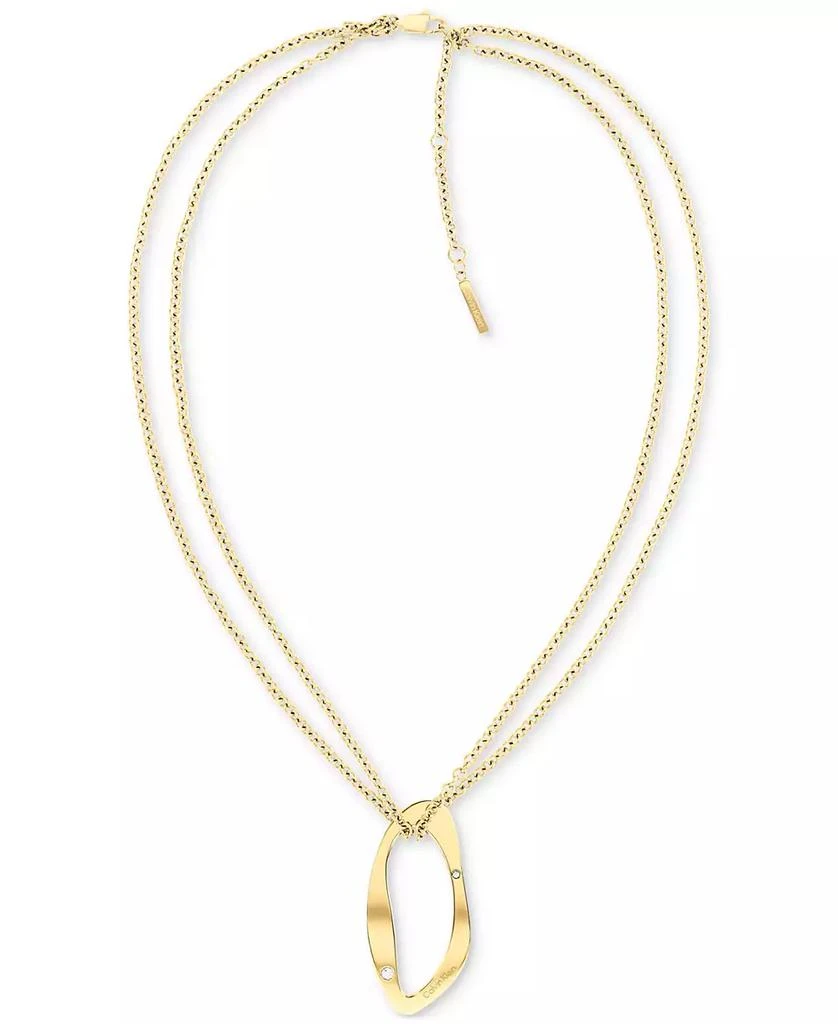 商品Calvin Klein|Gold-Plated Stainless Steel Pavé Sculptural Pendant Necklace, 18" + 2" extender,价格¥618,第1张图片