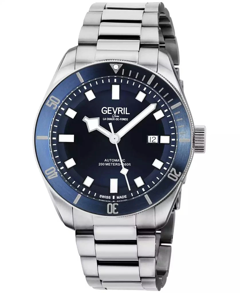 商品Gevril|Men's Yorkville Silver-Tone Stainless Steel Swiss Automatic Bracelet Watch 43mm,价格¥7573,第1张图片
