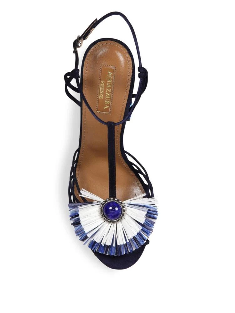 商品Aquazzura|Samba Embellished Suede Block Heel Sandals,价格¥1664,第4张图片详细描述