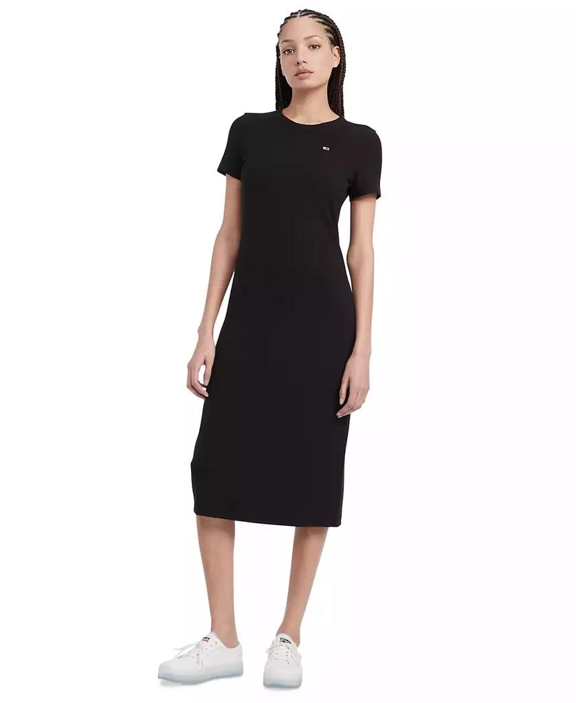 商品Tommy Jeans|Women's Ribbed Bodycon Midi Dress,价格¥317,第1张图片