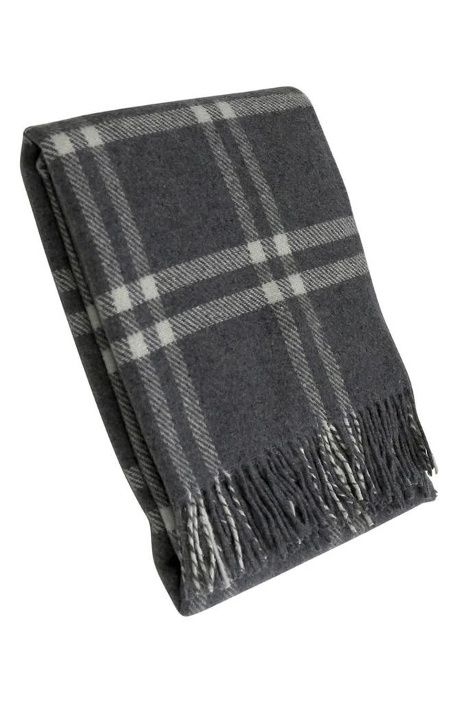 商品H2 HOME COLLECTION|Metro Max Plaid Fringe Trim Wool Blend Throw Blanket,价格¥562,第1张图片