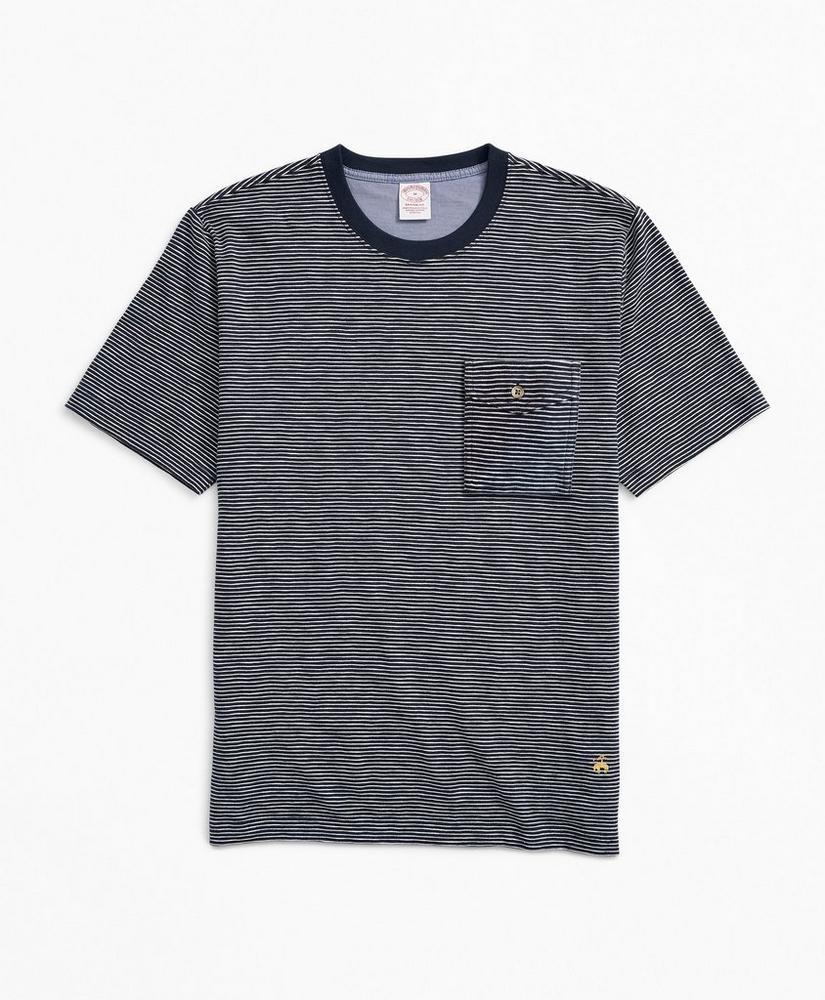 Striped Slub Cotton Pocket T-Shirt商品第1张图片规格展示