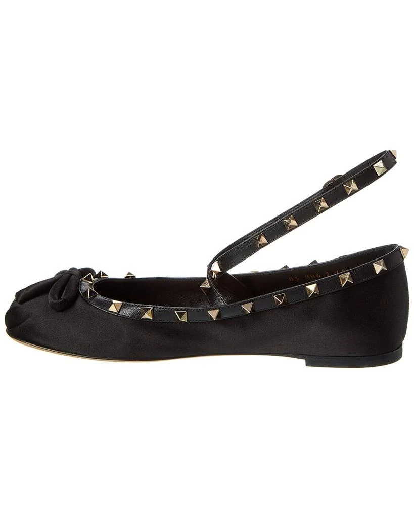 商品Valentino|Valentino Rockstud Satin & Leather Flat,价格¥3839,第2张图片详细描述