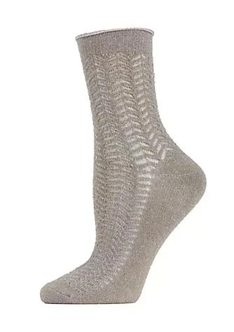 商品Memoi|Metallic Ivy Pointelle Cotton Blend Anklet Socks,价格¥84,第1张图片