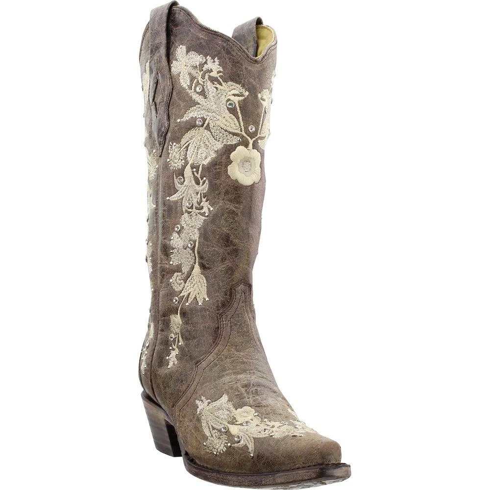 商品Corral Boots|Floral Rhinestone Snip Toe Cowboy Boots,价格¥1858,第2张图片详细描述