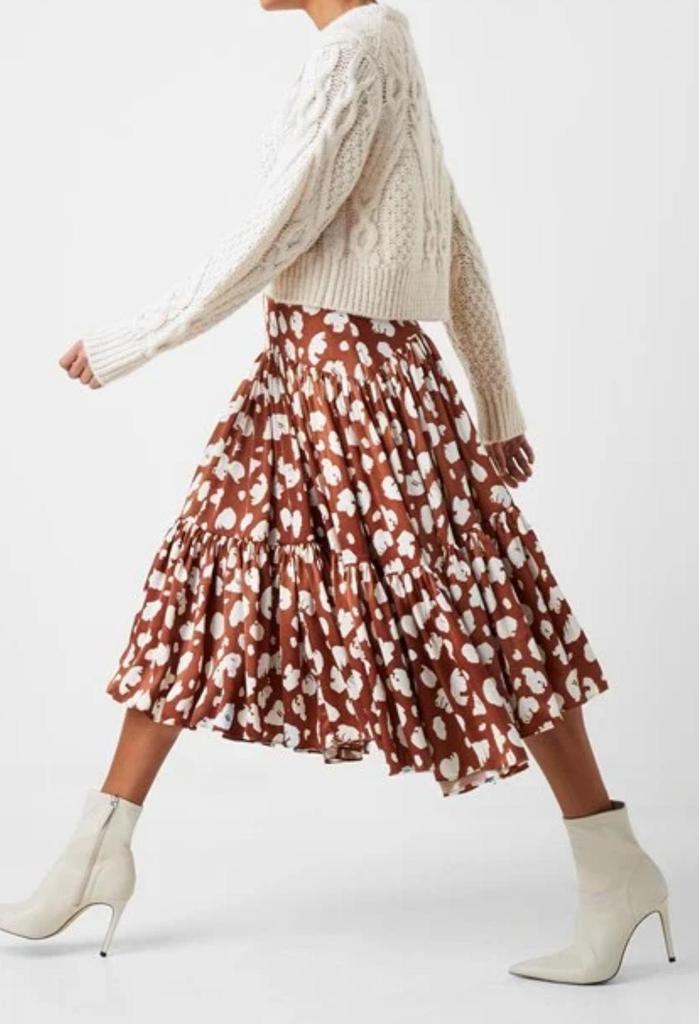 Aimee Tiered Midi Skirt in Brown Patina商品第4张图片规格展示