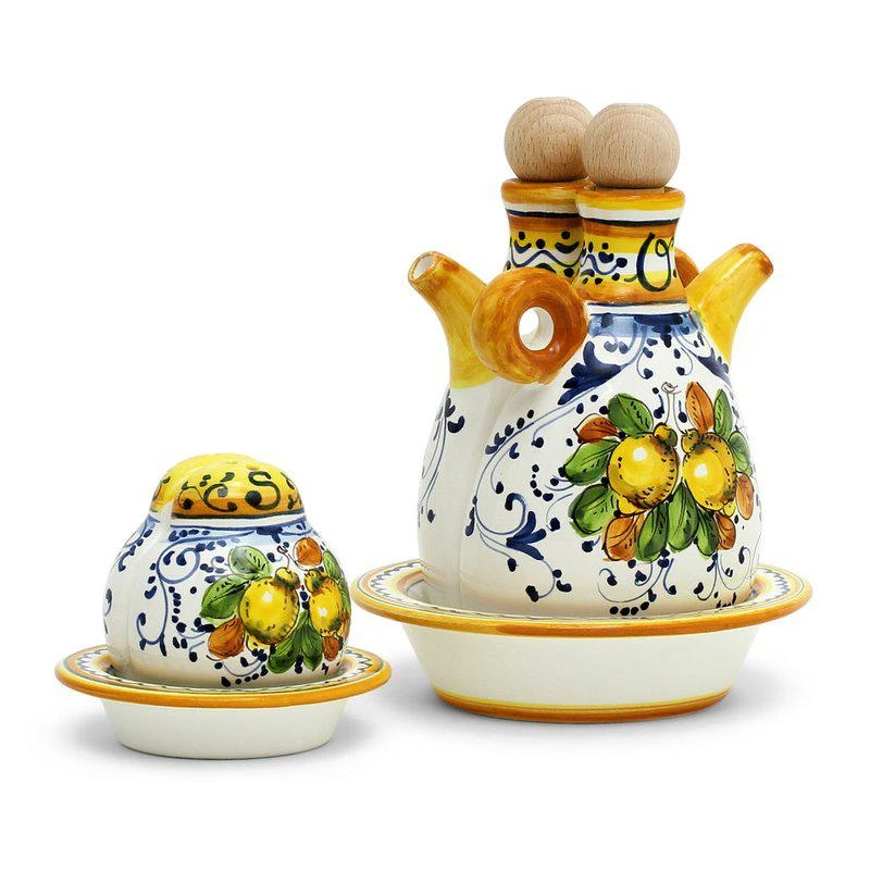 商品Artistica - Deruta of Italy|Limoncini: 'The Better Half' Oil+Vinegar And Salt+Pepper Sets,价格¥2080,第1张图片