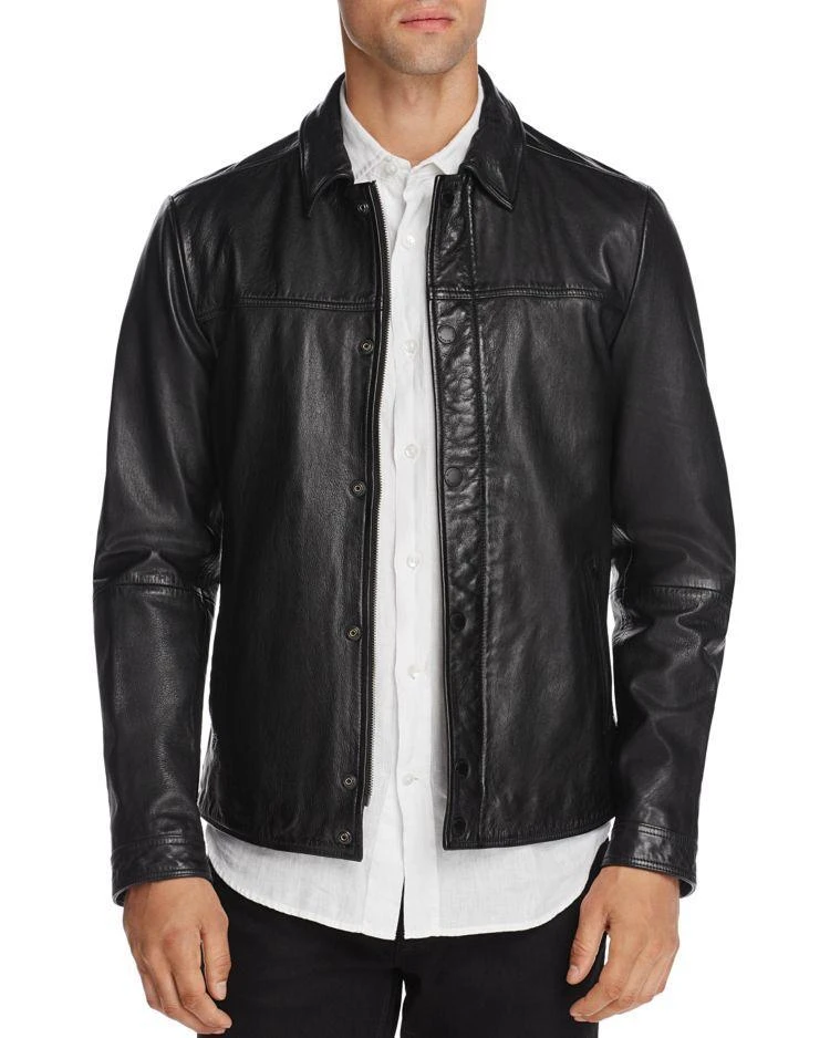 商品Scotch & Soda|Scotch & Soda Leather Shirt Jacket - 100% Exclusive,价格¥3056,第1张图片