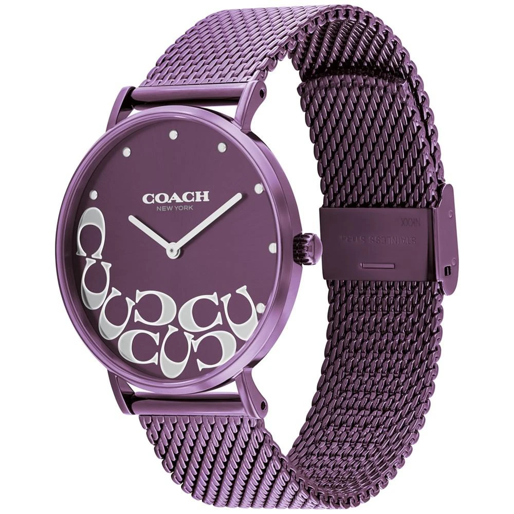 商品Coach|Women's Perry Purple Stainless Steel Mesh Bracelet Watch,价格¥1315,第2张图片详细描述