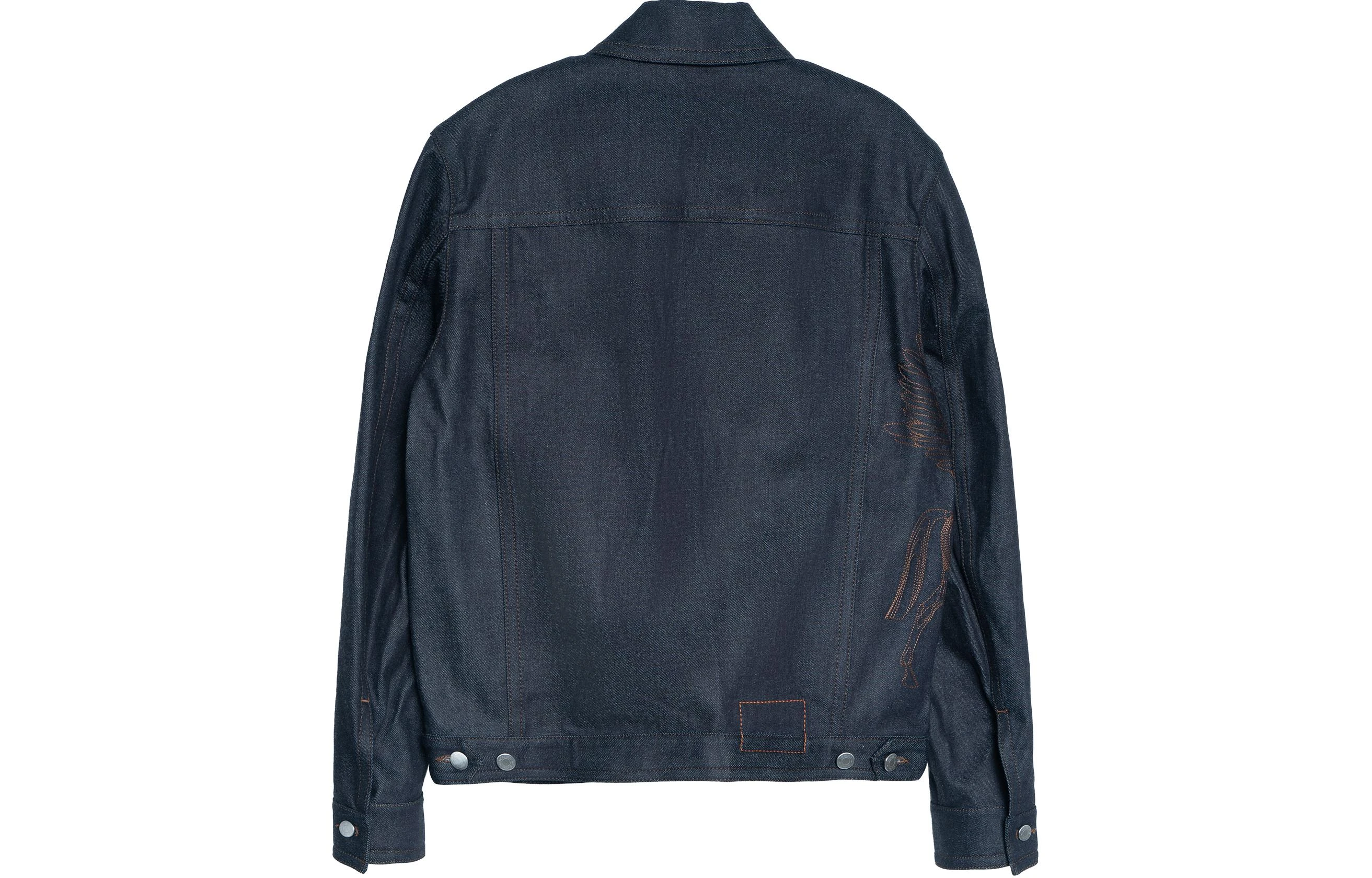 商品[国内直发] Hermes|爱马仕 SS23 Logo刺绣单排扣牛仔外套 男款 藏青色,价格¥15848,第5张图片详细描述